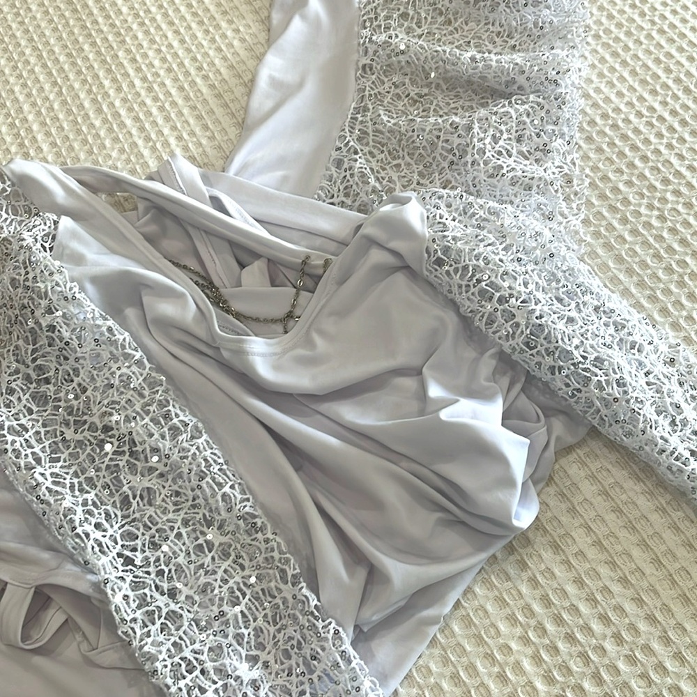 Sexy white gown Sequin Stretchy M - Picture 9 of 9